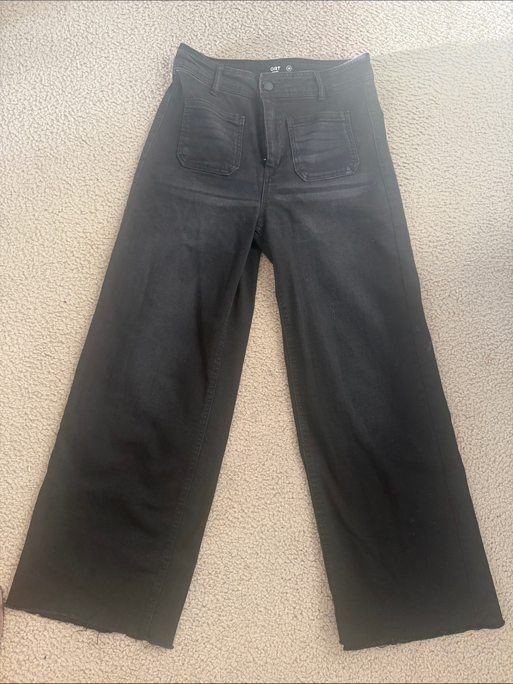 Oat Weathered Black wide leg jeans, Size 28